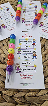 🌟 "İyi Tatiller! 🏖️ 'Hayatın Her Anında Sev, Yardım Et, Şükret, Azimli Ol ve En Çok da Mutlu Ol' Yazılı ✏️ (5 ADET)