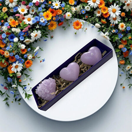 🕯️ 3'lü Kalp Şekilli Kokulu Mum Seti 💜 | Mor Renkli, Özel Tasarım, Dekoratif ve Şık Hediye 🎁