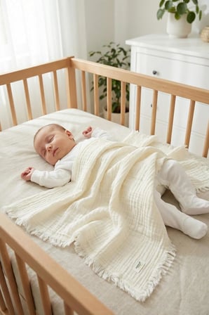 HAMUR Bebek Muslin Pıke 85x100 cm Ekru%100 Pamuklu