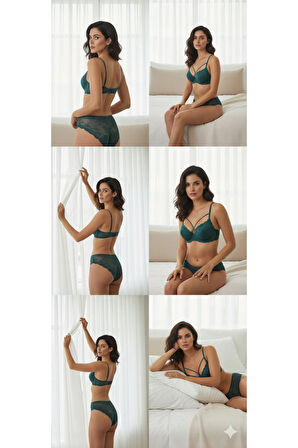 Sütyen Külot İç Çamaşır Takım Dolgusuz Toparyacı Dantelli Brode Ayarlanabilir Askılı Alt Üst Takım