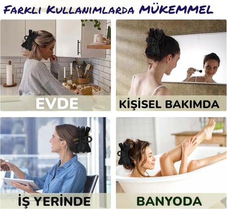 Mandal Toka Kadın Siyah Kahve Kadın Çocuk Mandal Toka, Lastik Toka Seti, Toka Organizer, Toka, Kız Çocuk Toka, Kadife Toka (11CM) 4'lü Set
