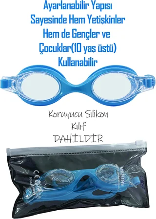 2li SET Boneli Yetişkin Yüzücü Gözlüğü Kılıflı Su Geçirmez Yüzme Havuz Deniz Gözlük 1015