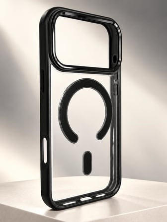 IPhone 17 Pro Max MagSafe Renkli Çerçeve Şeffaf Kılıf Metal Kamera Korumalı