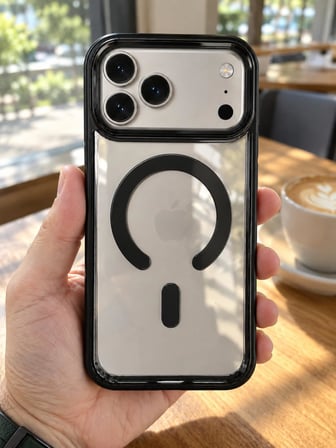 IPhone 17 Pro Max MagSafe Renkli Çerçeve Şeffaf Kılıf Metal Kamera Korumalı