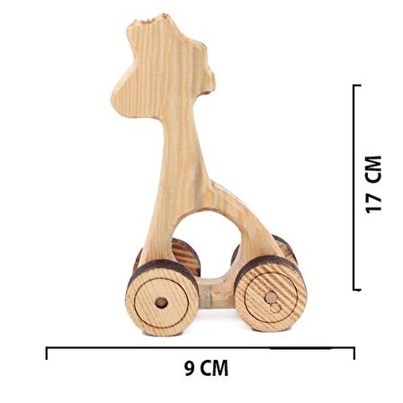 Ahşap Oyuncak Tekerlekli Araba Hayvan Model-3