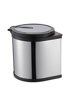 Banyo, Mutfak Dolabı İçi 11 Litre Metal Çöp Kovası – Krom, Tüm Dolaplara Uyumlu Tezgah Altı Çöp Kova