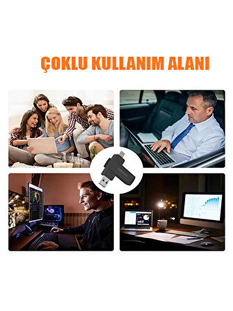 Type-c & Lightning & Usb Flash Bellek 3 in 1 128Gb Usb3.0 Apple Android Pc Flash Bellek Sürücü