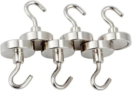 Dünya Magnet 2 Adet 25Mm Kancalı Pot Mıknatıs - Güçlü Neodyum Askı Kanca Mıknatıs (2'Li Paket) - N35