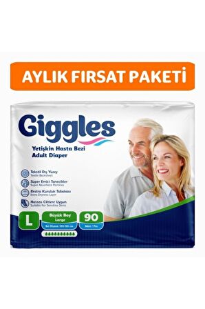 Yetişkin Bel Bantlı Hasta Bezi Large 30'lu 3 Paket 90 Adet