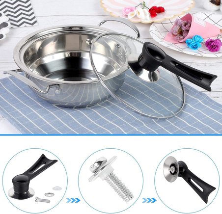 Kyrotech Dikey Tencere Kapağı Kolu – Isıya Dayanıklı, Ergonomik Tasarım, Tencere Kapakları İçin Tutacak, Siyah Renk – Mutfak Aksesuarı, Pratik Yardımcı El Aleti