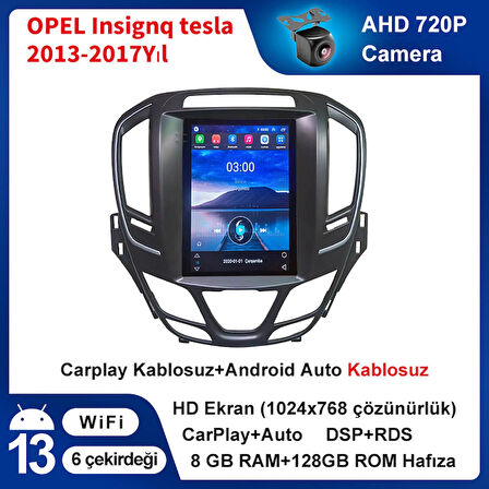 OPEL Insigna Tesla 2013-2017Yıl 8GB Ram 128GB Hafıza 9.7 İnç Android 14 Cihaz Kablosuz Carplay Kablosuz Android Auto Multimedya Navigasyon Double Teyp Araç Monitor Ekran