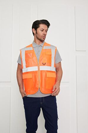 Orange Safety Mühendis Tipi İkaz Yeleği (TURUNCU)