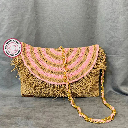 Uretti - Tuğba 7620 El Yapımı Pembe Detaylı Şık Çanta