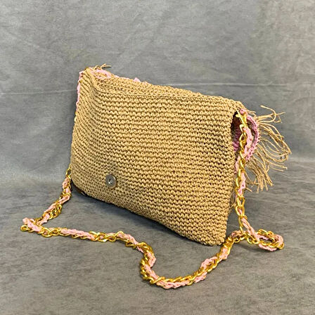 Uretti - Tuğba 7620 El Yapımı Pembe Detaylı Şık Çanta