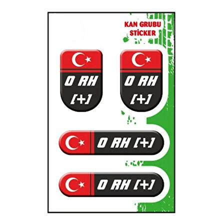 Gogo Kan Grubu 0 Rh(+) Siyah Dörtlü Damla Etiket I