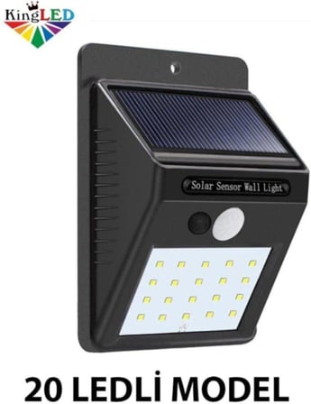 Maxilife Güneş Enerjili Hareket Sensörlü 20 Ledli Duvar Lambası