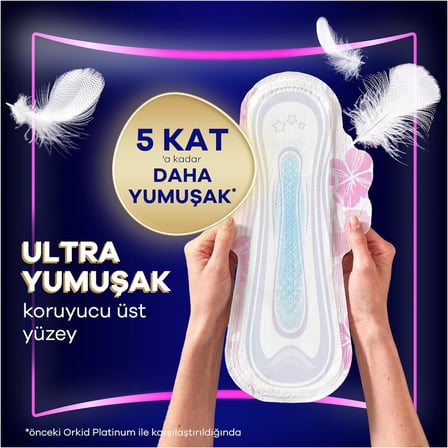 Orkid Platinum Hijyenik Ped Gece Ekstra (Boy 4) Süper Ekonomik Paket 16 Adet Ped