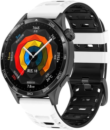Huawei ile Uyumlu Mecha Style 22mm Kordon GT6/GT6 Pro/GT5/GT5 Pro/GT4/GT3/GT3 Pro/GT2/GT2 Pro 46mm için Nefes Alabilen GT6 Pro Kordonu Yumuşak Doku Çift Renk GT6 Kordon