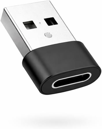 USB To Type-C Dönüştürücü/Çevirici, 3A Hızlı Şarj ve Veri Aktarımı, Otg, Mini Boy Siyah, İphone ve Dizüstü Bilgisayar Uyumlu Carplay, Android Auto Uyumlu