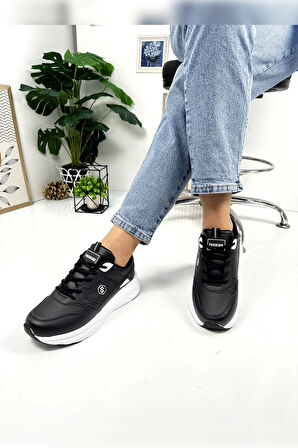 Günlük Kadın Sneaker Bağcıklı Oval Burunlu Kalın Desenli Taban Rahat Hafif Spor Ayakkabı 2110