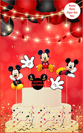 Mickey Mouse Temalı Pasta Üstü Figür Set