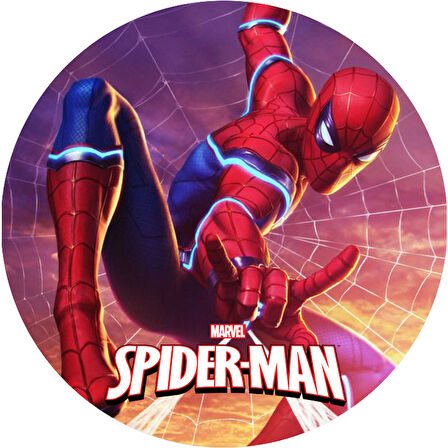 Spiderman Yuvarlak Pasta Yenilebilir Resim Baskı 20 cm 