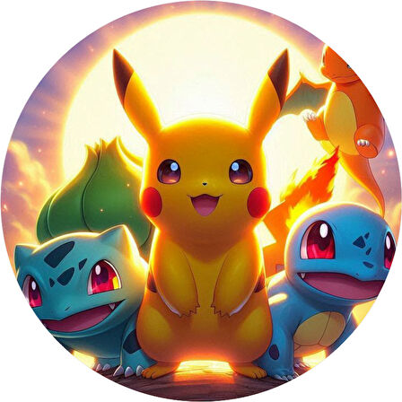 Pokemon Yuvarlak Pasta Yenilebilir Resim Baskı 20 cm 