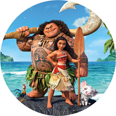 Moana Yuvarlak Pasta Yenilebilir Resim Baskı 20 cm 