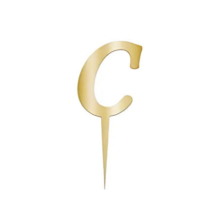 C Harfi Altın Pleksi Pasta Süsü 7 cm
