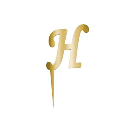 H Harfi Altın Pleksi Pasta Süsü 7 cm
