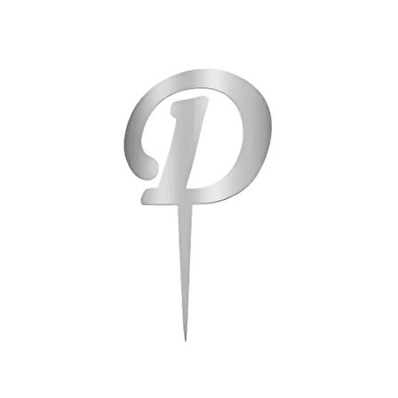 D Harfi Gümüş Pleksi Pasta Süsü 7 cm