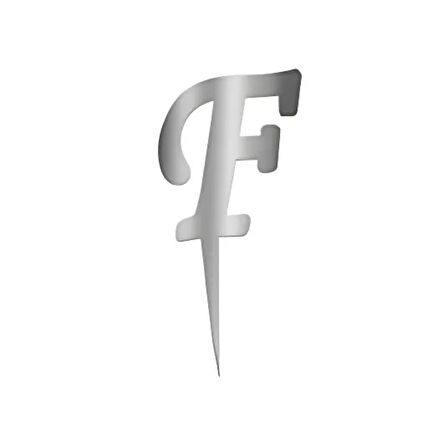 F Harfi Gümüş Pleksi Pasta Süsü 7 cm