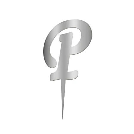 P Harfi Gümüş Pleksi Pasta Süsü 7 cm