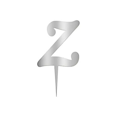 Z Harfi Gümüş Pleksi Pasta Süsü 7 cm