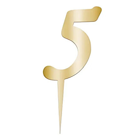 5 Rakam Altın Pleksi Pasta Süsü 7 cm