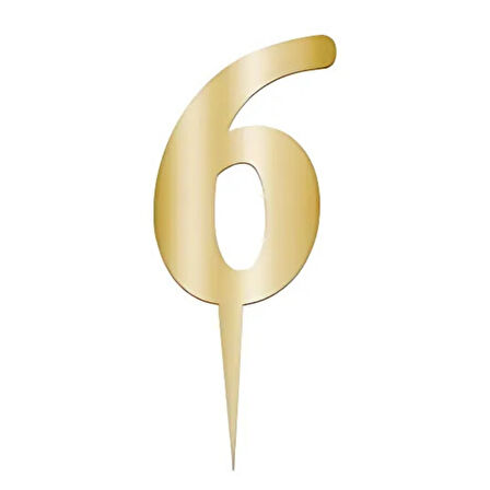 6 Rakam Altın Pleksi Pasta Süsü 7 cm