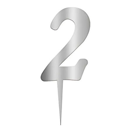 2 Rakam Gümüş Pleksi Pasta Süsü 7 cm