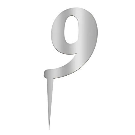 9 Rakam Gümüş Pleksi Pasta Süsü 7 cm