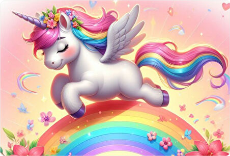 Unicorn Dikdörtgen Pasta Yenilebilir Resim Baskı 28*19 cm