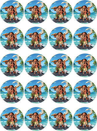 Moana Yenilebilir Yuvarlak Kurabiye Resim Baskı
