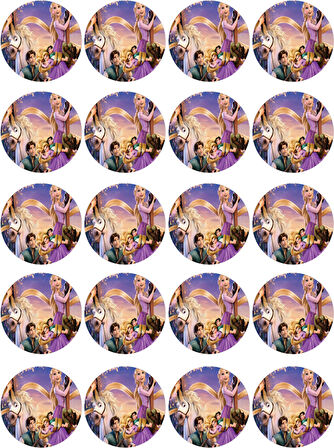 Rapunzel Yenilebilir Yuvarlak Kurabiye Resim Baskı