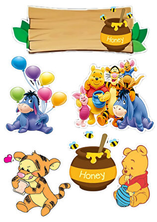 Winnie The Pooh Yenilebilir Cupcake ve Pasta Resim Baskı