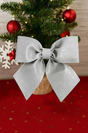 25×25 cm Gümüş Simli Eva Fiyonk – Büyük Boy Yılbaşı Ağaç ve Dekor Süsleme Modeli