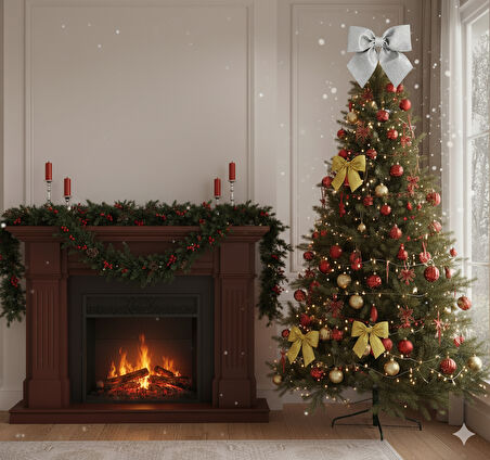 25×25 cm Gümüş Simli Eva Fiyonk – Büyük Boy Yılbaşı Ağaç ve Dekor Süsleme Modeli