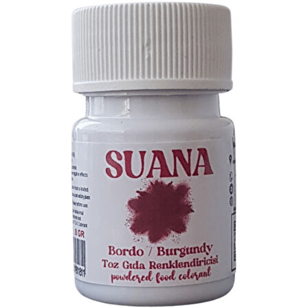 Suana Su Bazlı Toz Gıda Boyası 8 gr Bordo