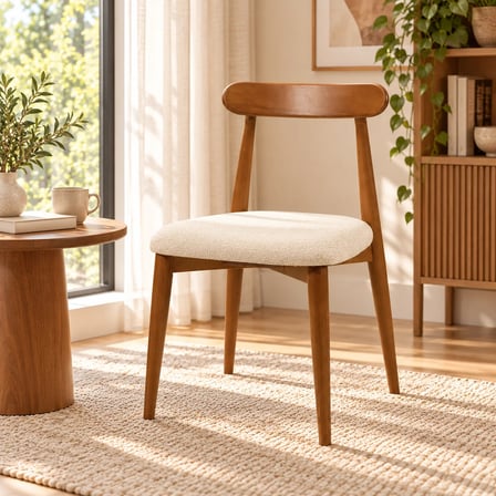 GANNİ HOME Oslo Sandalye Tekli Krem – Ceviz Gürgen İskeletli, Kolay Silinebilir Kumaşlı Modern Yemek Sandalyesi