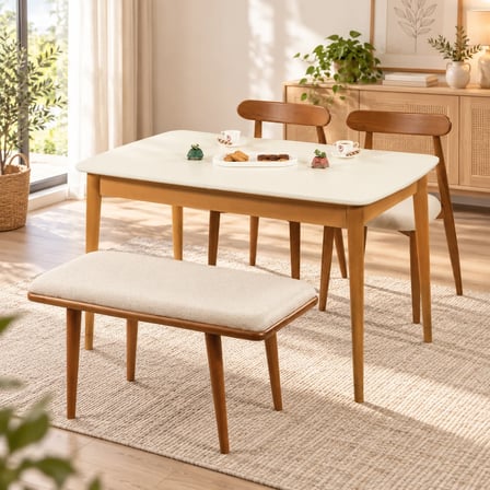 GANNİ HOME Bergamo Kitabeli Yemek Masası Krem Ceviz – Açılabilir, Modern ve Şık Tasarım