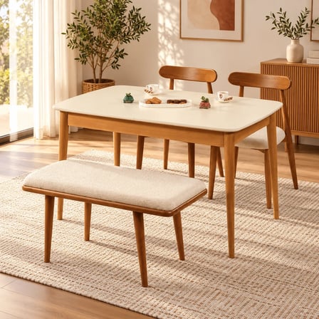 GANNİ HOME Bergamo Kitabeli Yemek Masası Krem Ceviz – Açılabilir, Modern ve Şık Tasarım