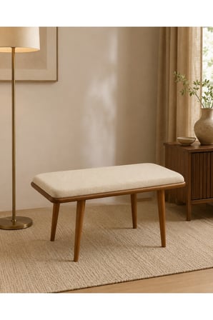 Oslo Bench Krem – Ceviz Gürgen İskeletli, Döşemeli Modern Yemek Odası Bench