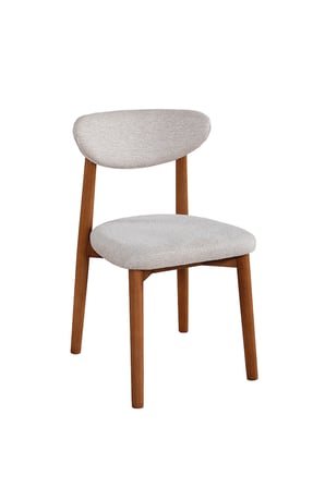 GANNİ HOME Alfa Sandalye 2’li Set Krem – Ceviz Gürgen İskeletli, Kolay Silinebilir Kumaşlı Modern Yemek Sandalyesi